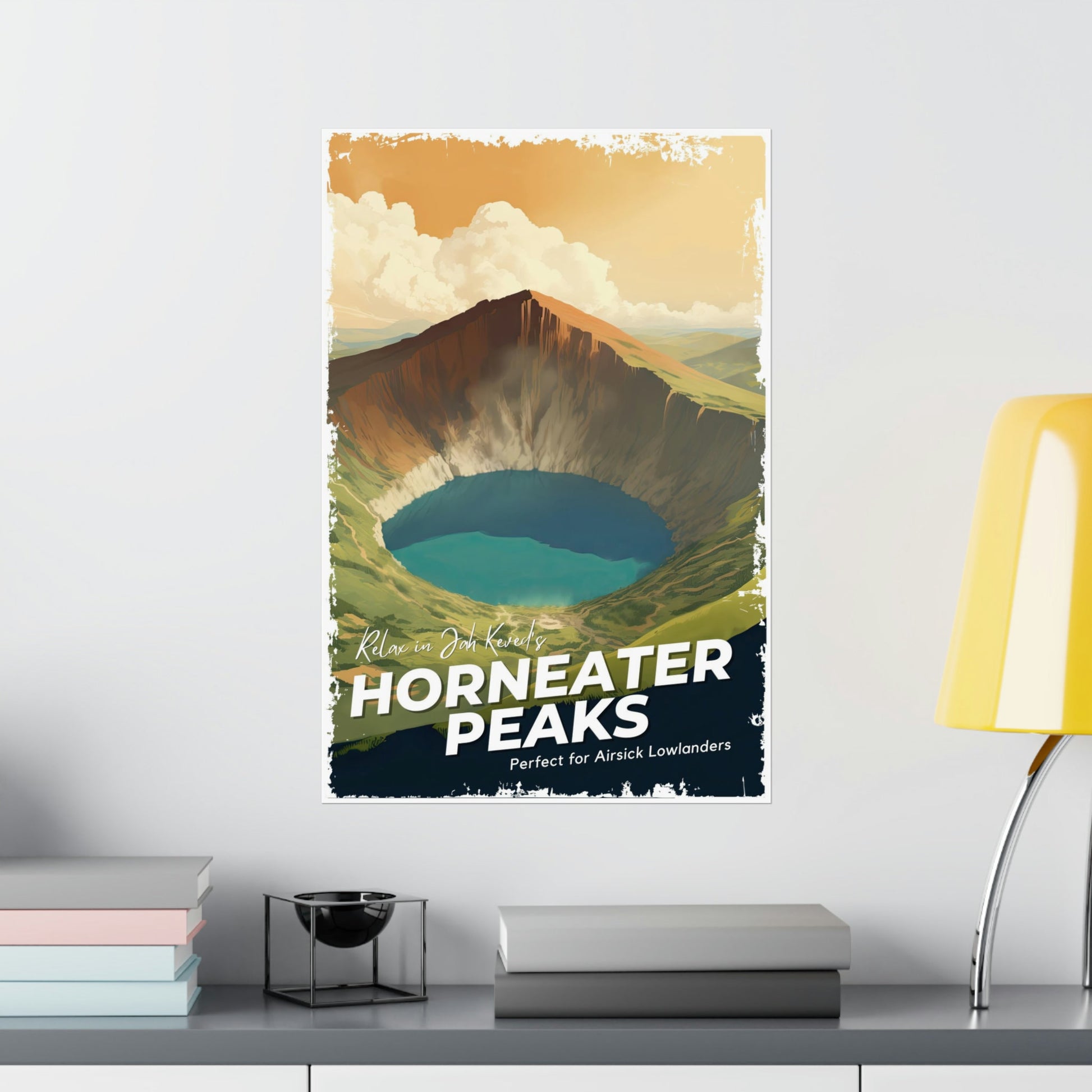 Horneater Peaks Travel Poster, Brandon Sanderson's Stormlight Archive / Cosmere, Jah Kaved, For Air sick lowlander friends, physical poster