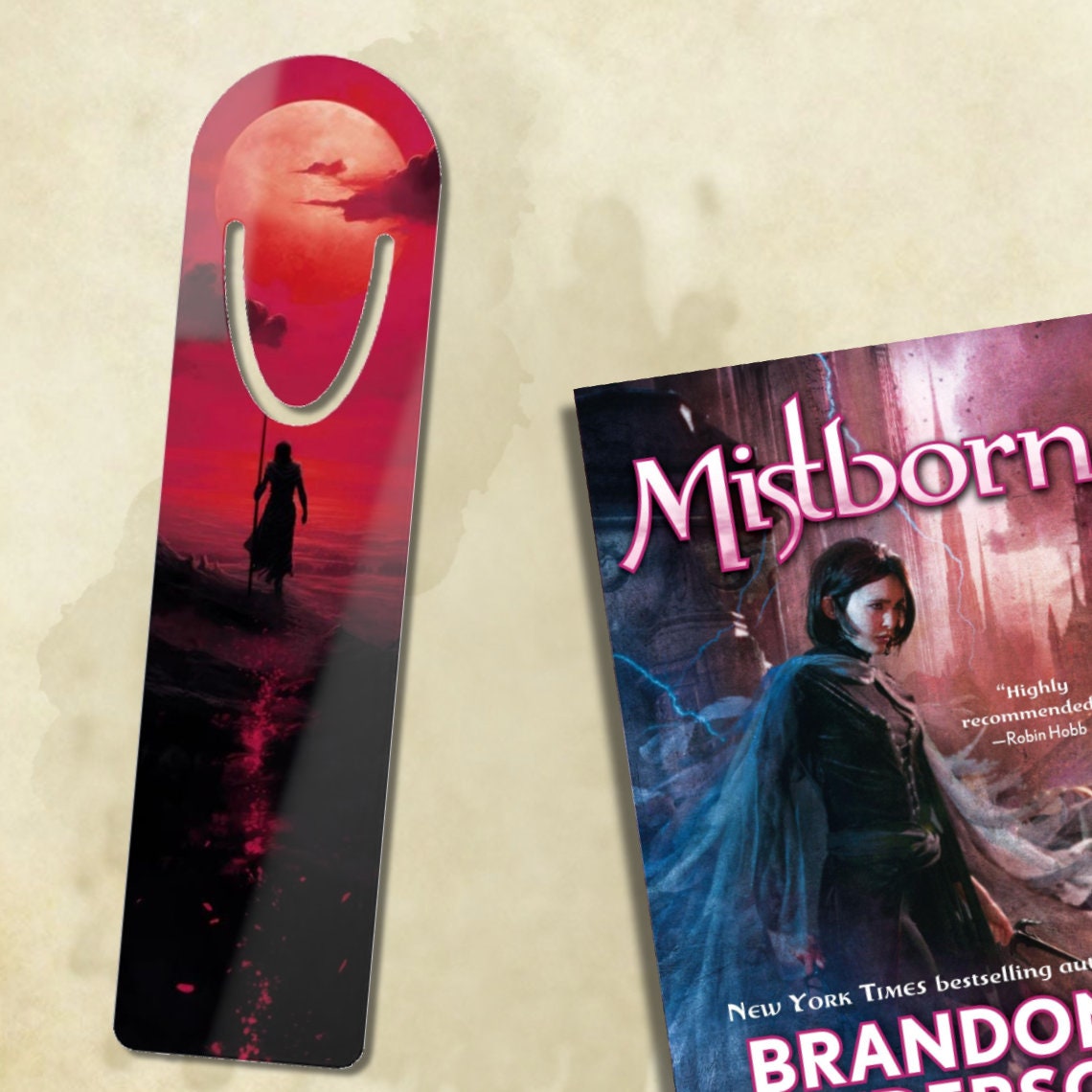 Mistborn Aluminum Bookmark - Scadrial's Red Sun, skaa Survivor, Kelsier, Cosmere Inspired Fan Art, Brandon Sanderson, Fantasy Metal Bookmark