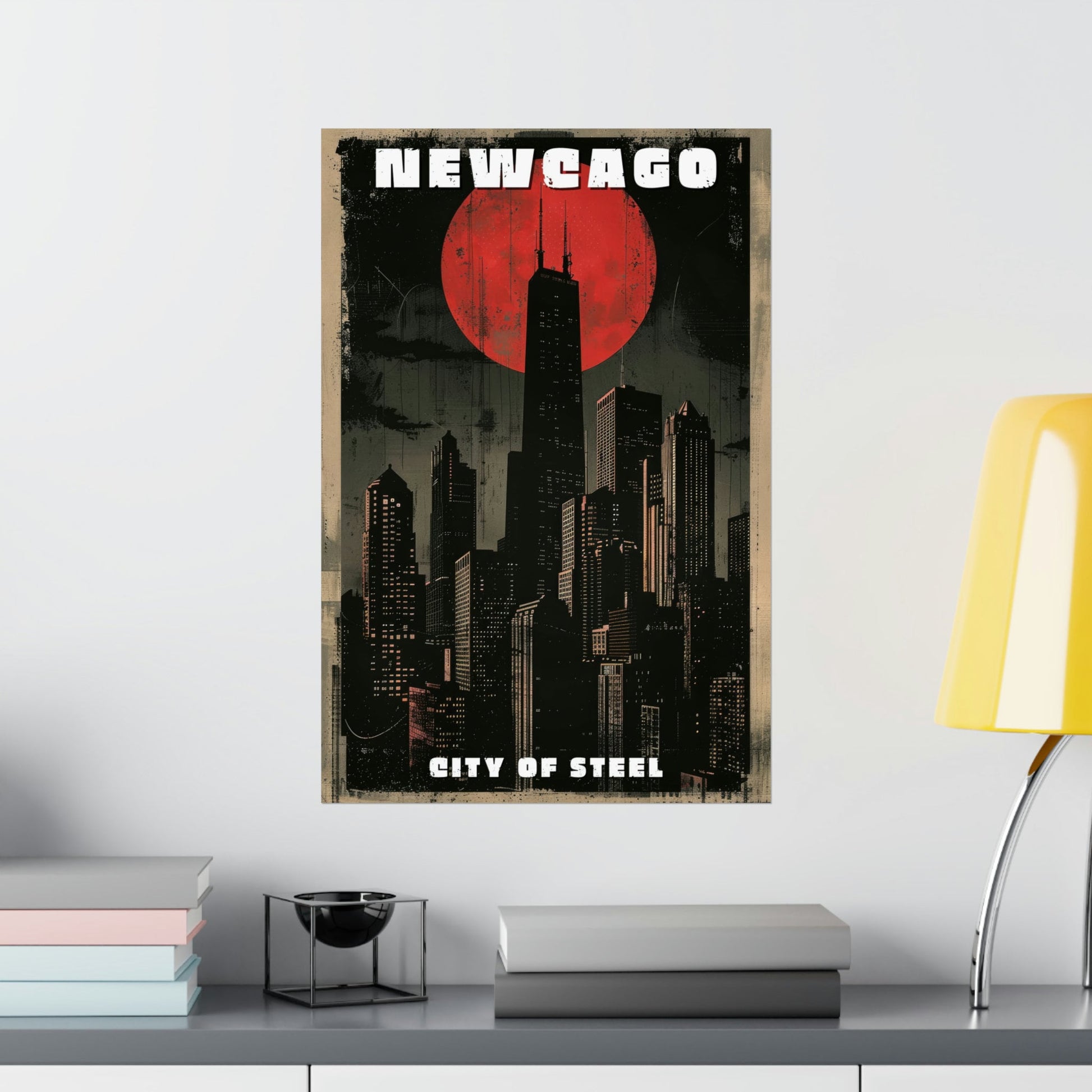 Newcago Travel Poster, Metallic Ruins of Chicago, Brandon Sanderson's The Reckoners Inspired, Digital Download, 300 DPI