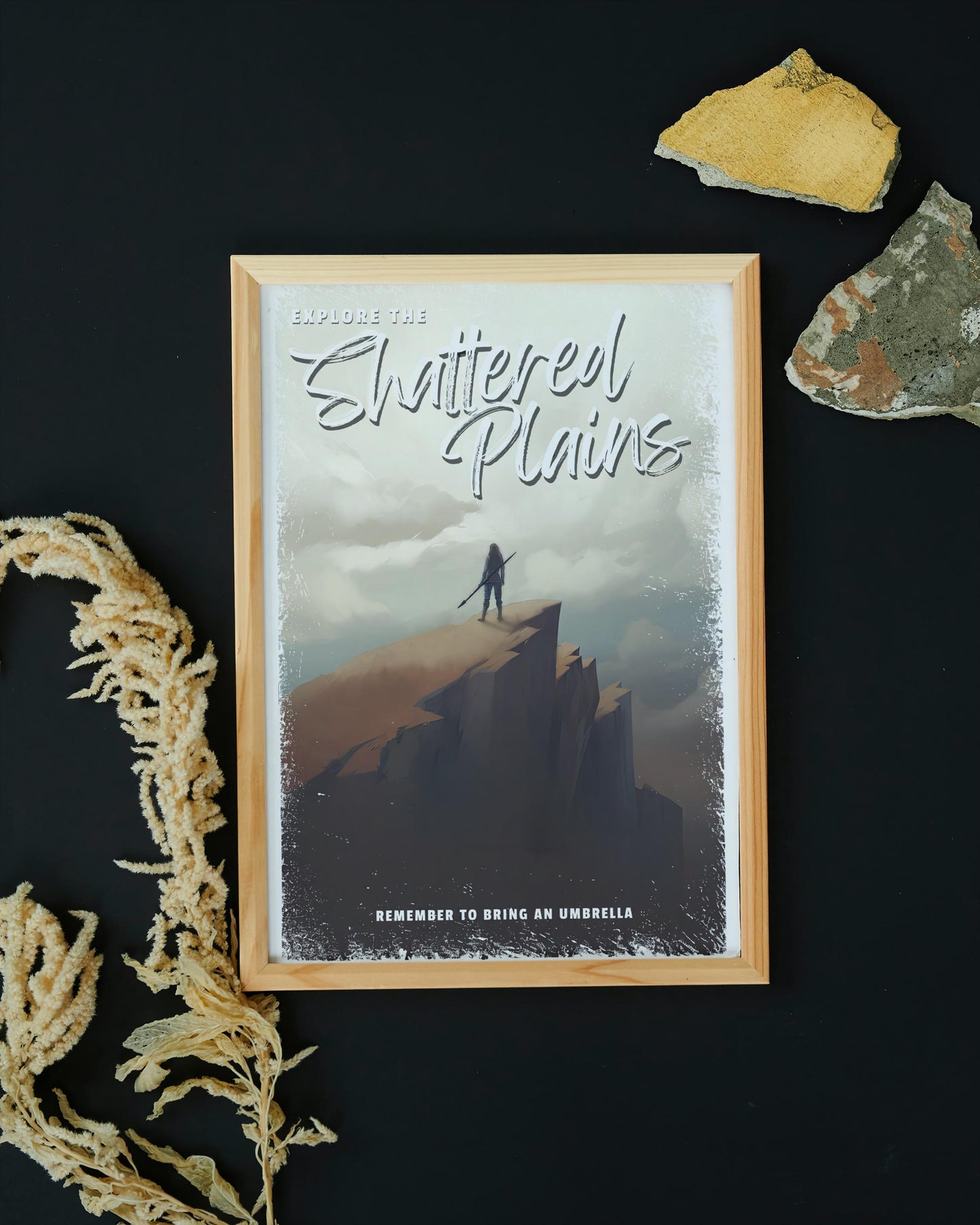 Shattered Plains Travel Poster, Brandon Sanderson's Stormlight Archive / Cosmere, Kaladin on a plateau, Digital Download