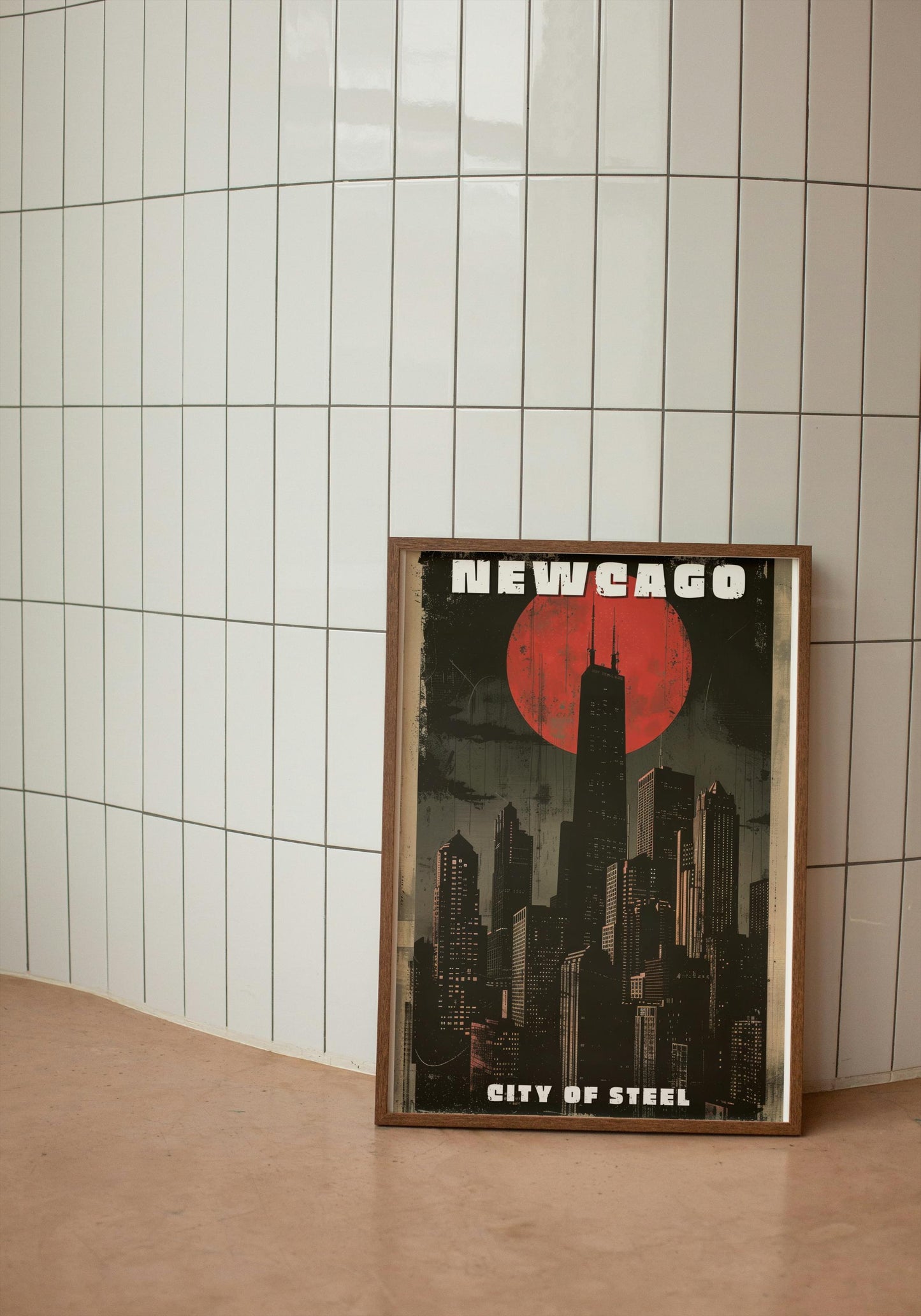 Newcago Travel Poster, Metallic Ruins of Chicago, Brandon Sanderson's The Reckoners Inspired, Digital Download, 300 DPI