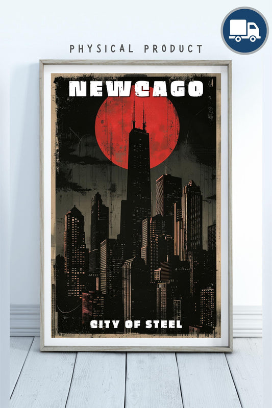 Newcago Travel Poster, Metallic Ruins of Chicago, Brandon Sanderson's The Reckoners Inspired, physical poster, various sizes