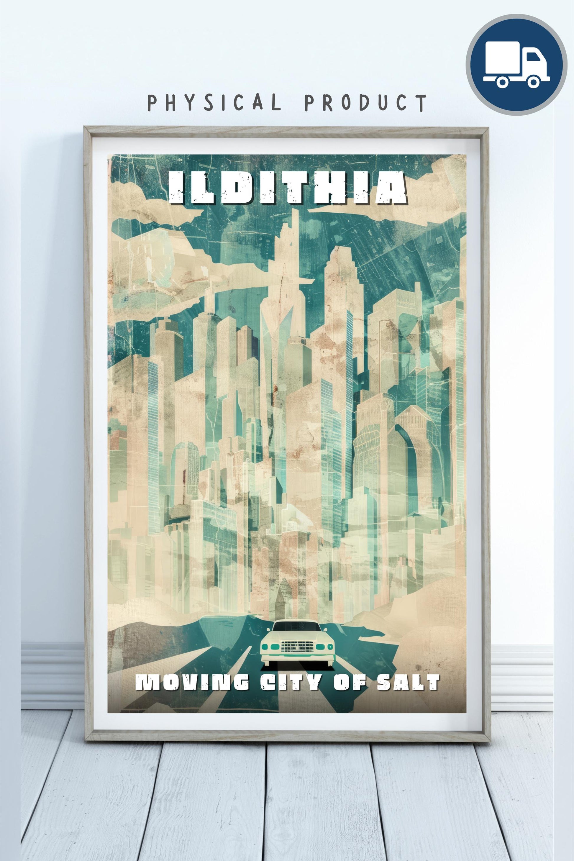 Ildithia Travel Poster, Moving City of Salt, Dystopian Atlanta, Brandon Sanderson's Reckoner Series, Physical Poster, Various Sizes