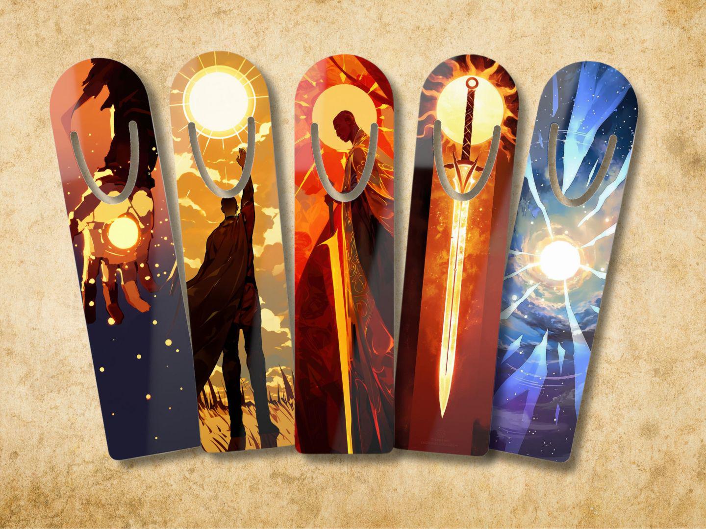 The Sunlit Man Bookmark, Inspired by Brandon Sanderson, Art Collection, Sun Sword, Metal Bookmark, Cosmere Inspired Fan Art