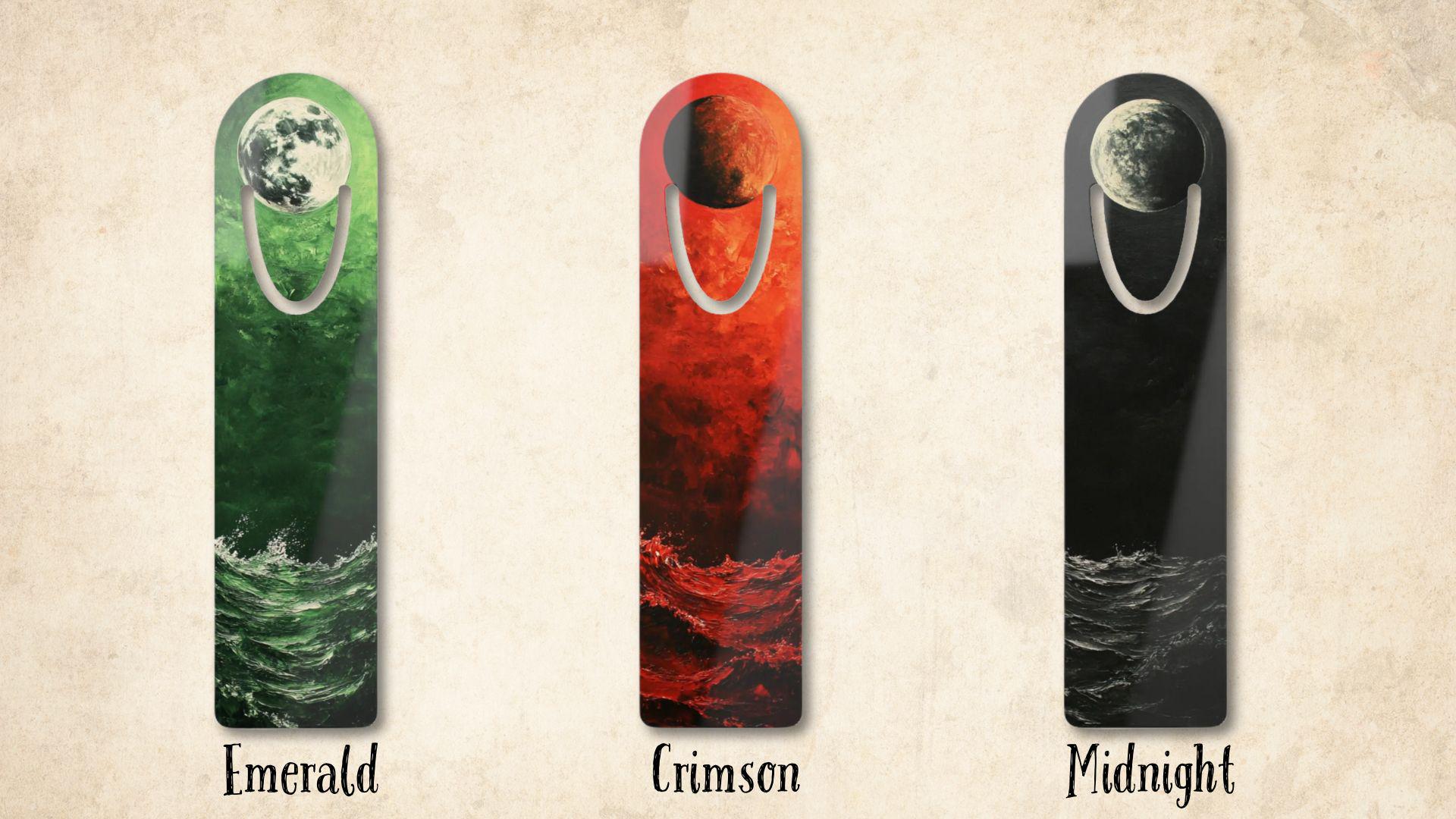 Tress Emerald Sea Bookmarks, Crimson Sea, Midnight Sea, Cosmere Inspired Fan Art, Metal Bookmark.