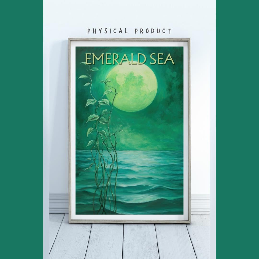 The Emerald Sea, Fantasy Fanart, Inspired by Brandon Sanderson's book Tress of the Emerald Sea / Cosmere, physical poster