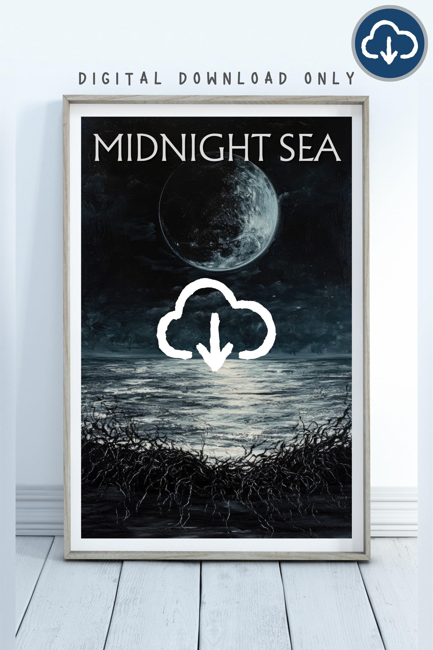 Midnight Sea Poster, Inspired by Brandon Sanderson's Book Tress of The Emerald Sea / Cosmere, Digital Download