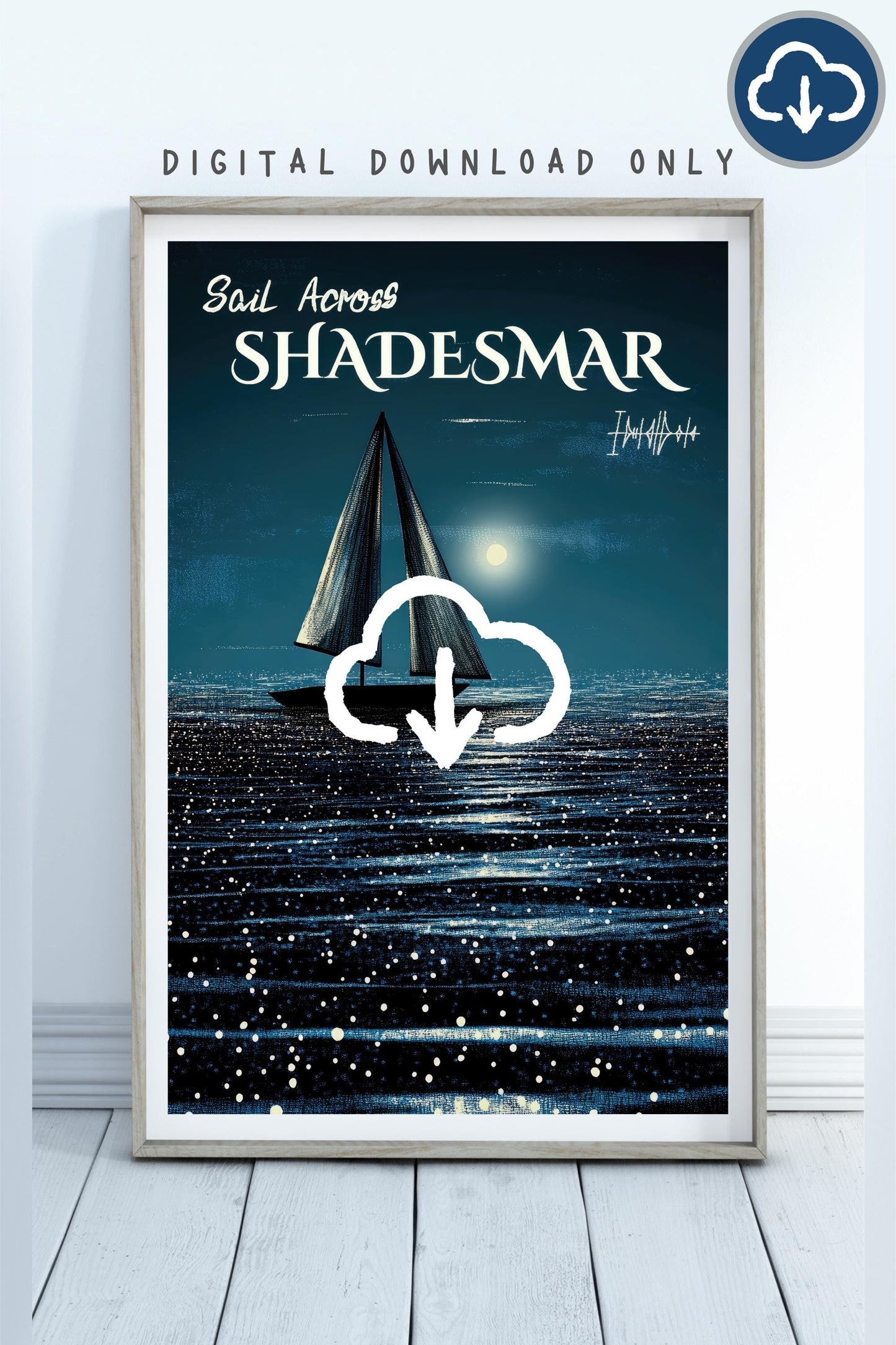 Sail Across Shadesmar, Fantasy Travel Poster, Brandon Sanderson's Stormlight Archive / Cosmere, Sea of Thoughts, Digital Download