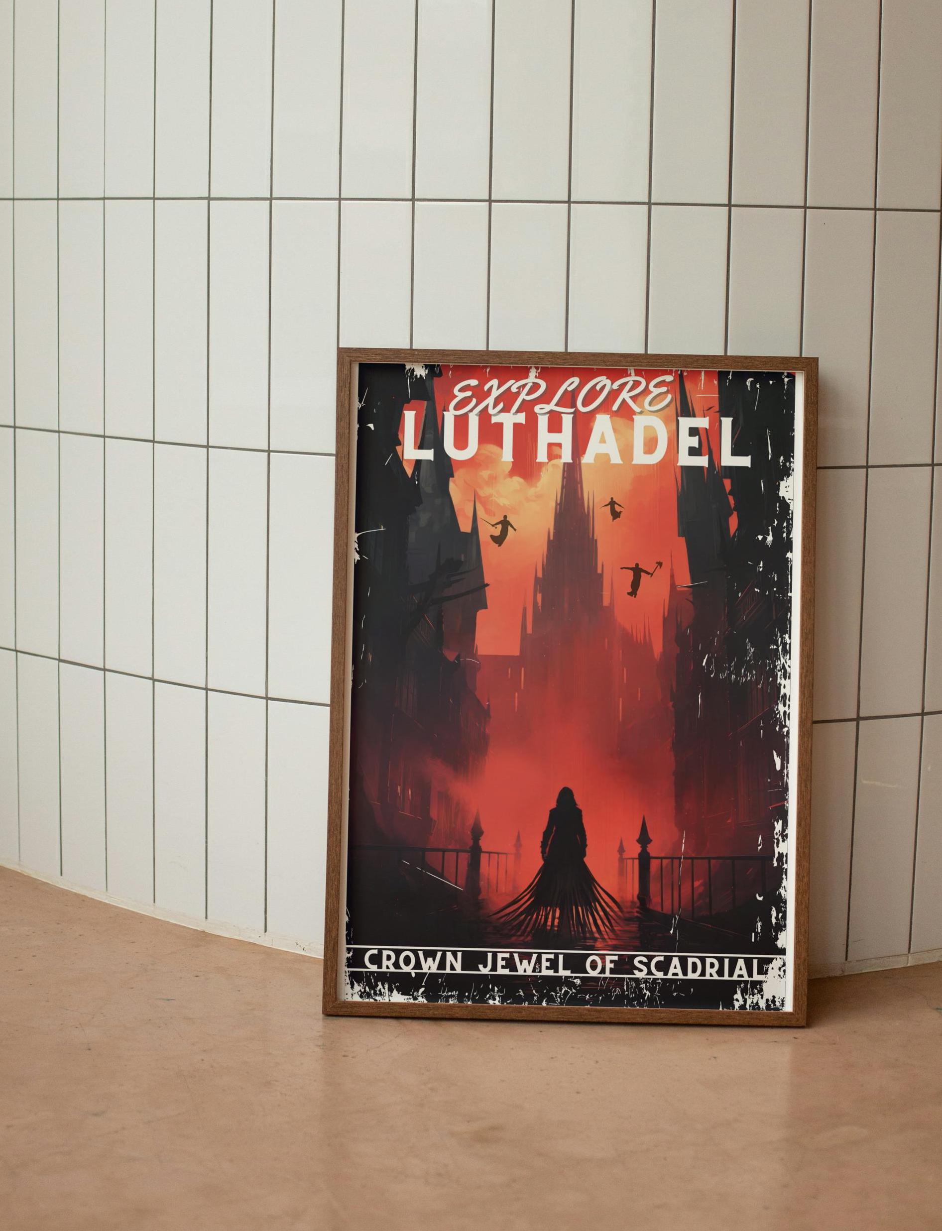 Luthadel Travel Poster, Scadrial, Brandon Sanderson's Mistborn book series, Cosmere, Digital poster