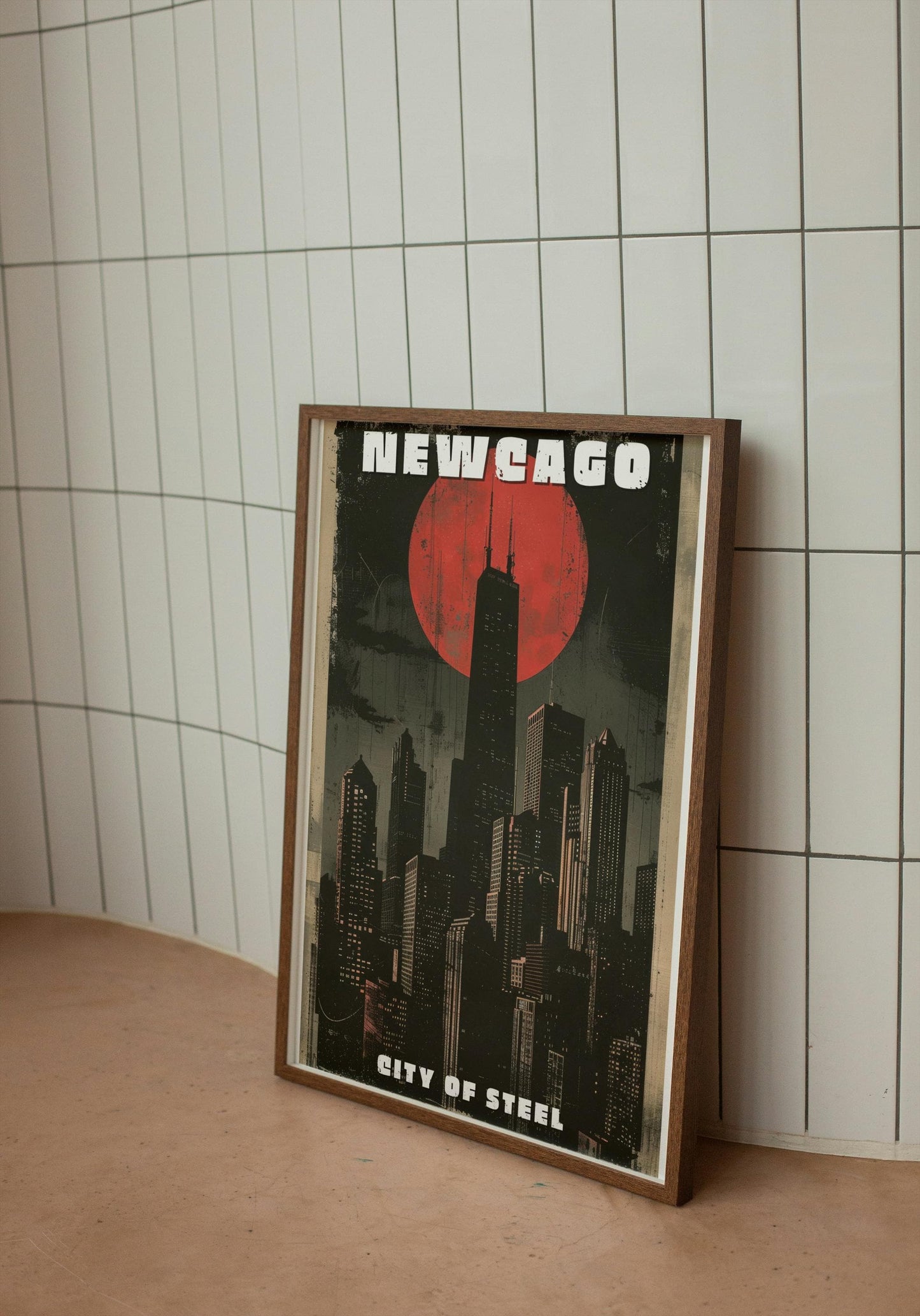 Newcago Travel Poster, Metallic Ruins of Chicago, Brandon Sanderson's The Reckoners Inspired, Digital Download, 300 DPI