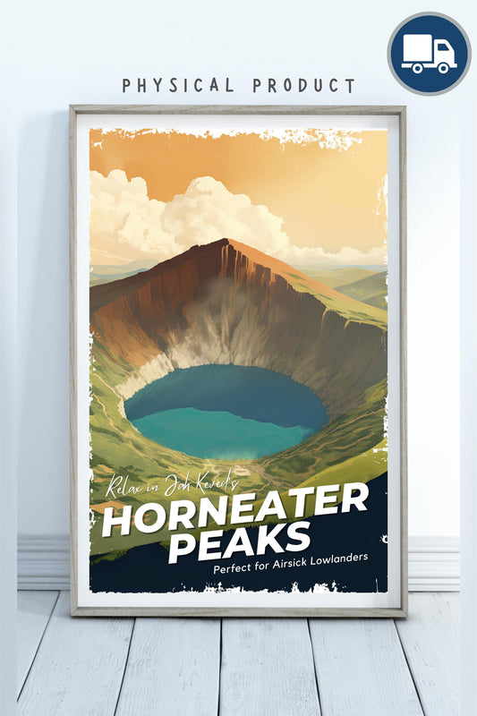 Horneater Peaks Travel Poster, Brandon Sanderson's Stormlight Archive / Cosmere, Jah Kaved, For Air sick lowlander friends, physical poster