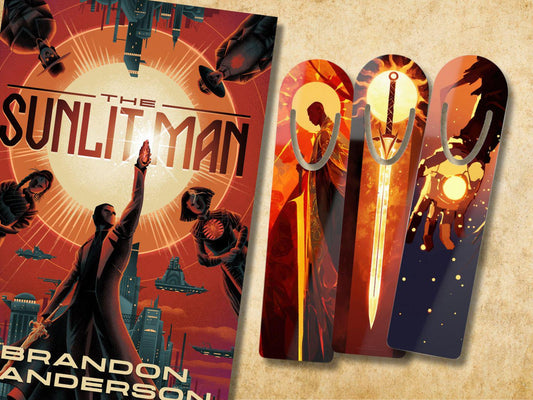 The Sunlit Man, Brandon Sanderson, 3 Bookmark Designs.