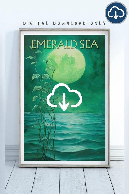 The Emerald Sea, Fantasy Fanart, Inspired by Brandon Sanderson's book Tress of the Emerald Sea / Cosmere, physical poster