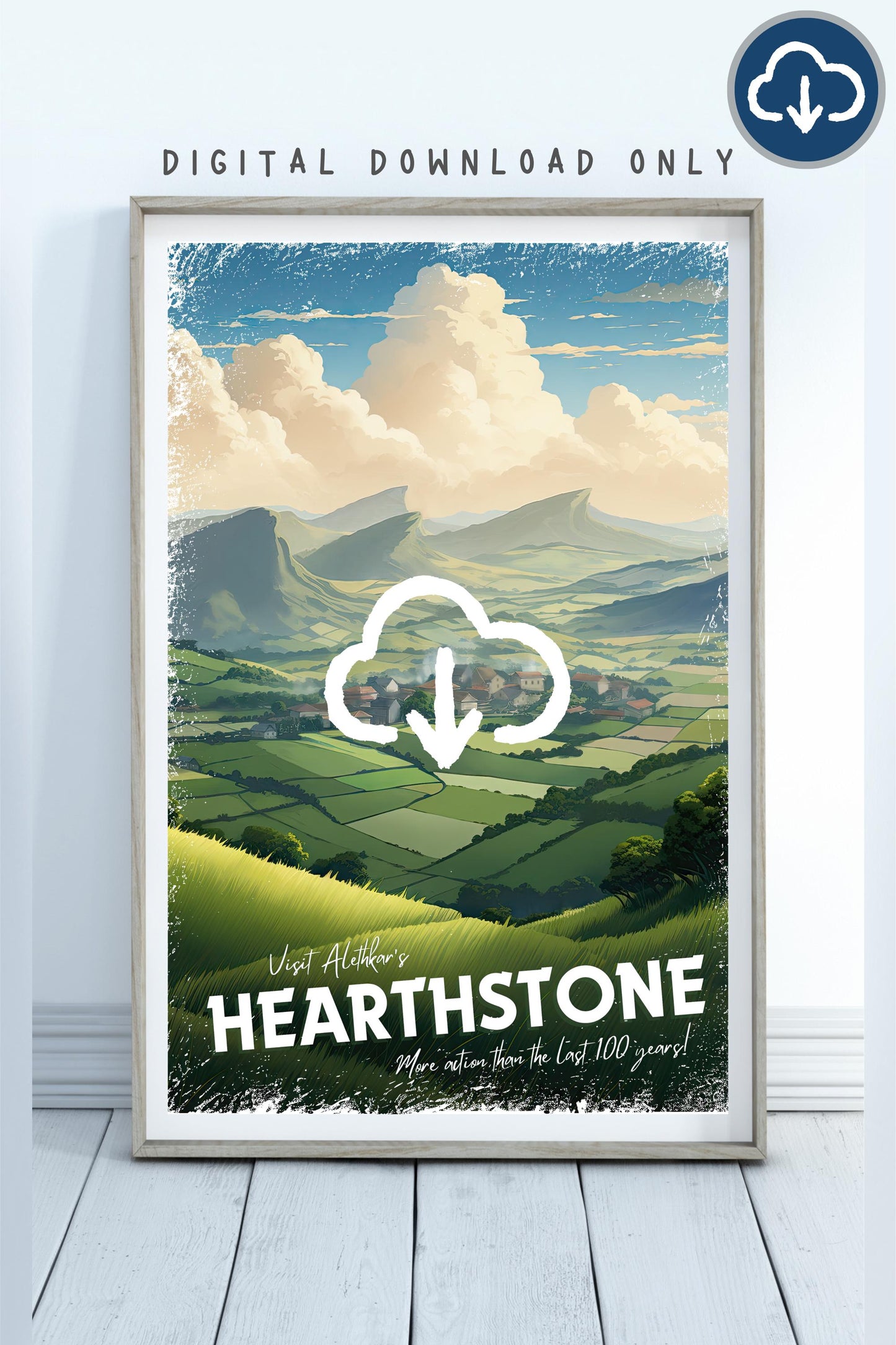 Hearthstone Travel Poster, Brandon Sanderson's Stormlight Archive / Cosmere, Fan Art on Roshar, Digital poster