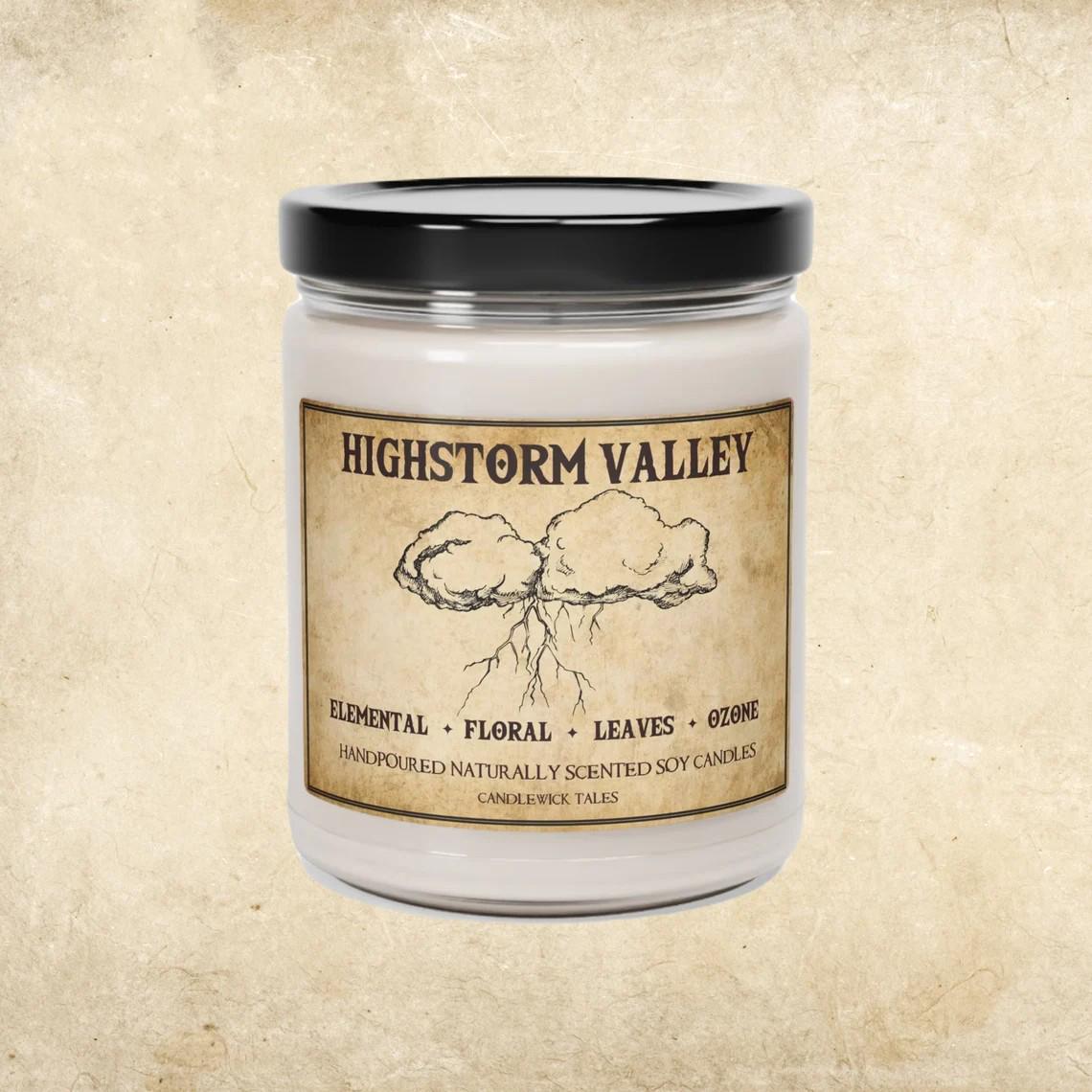 Highstorm Valley, Stormlight Archives Inspired Candle, Brandon Sanderson, Bookshelf Decor, Nontoxic Soy Wax, Scents of Roshar, Ozone Scent