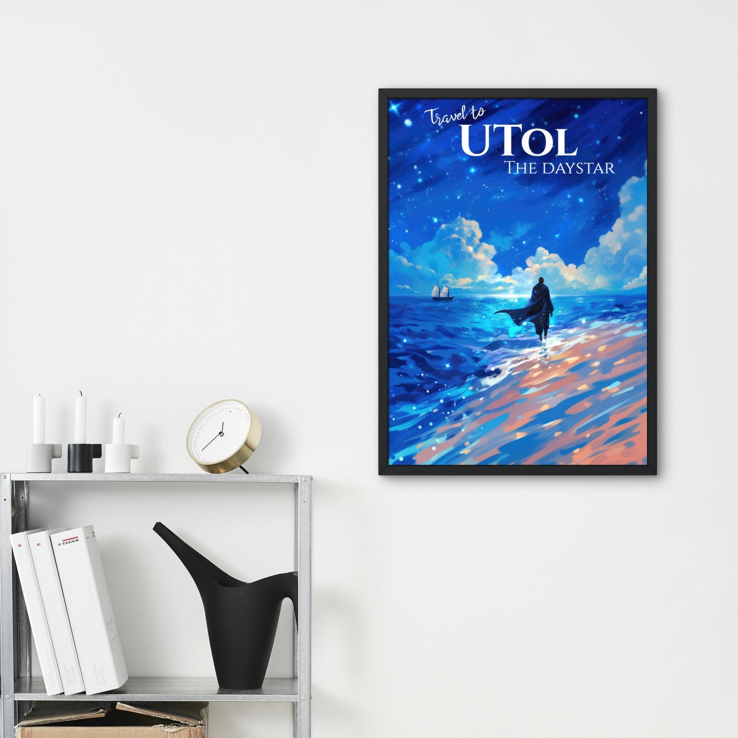 UTol Travel Poster, Soft Blue Star Daystar, Inspired by Yumi and the Nightmare Painter, Wall Art Print, Matte Digital Download