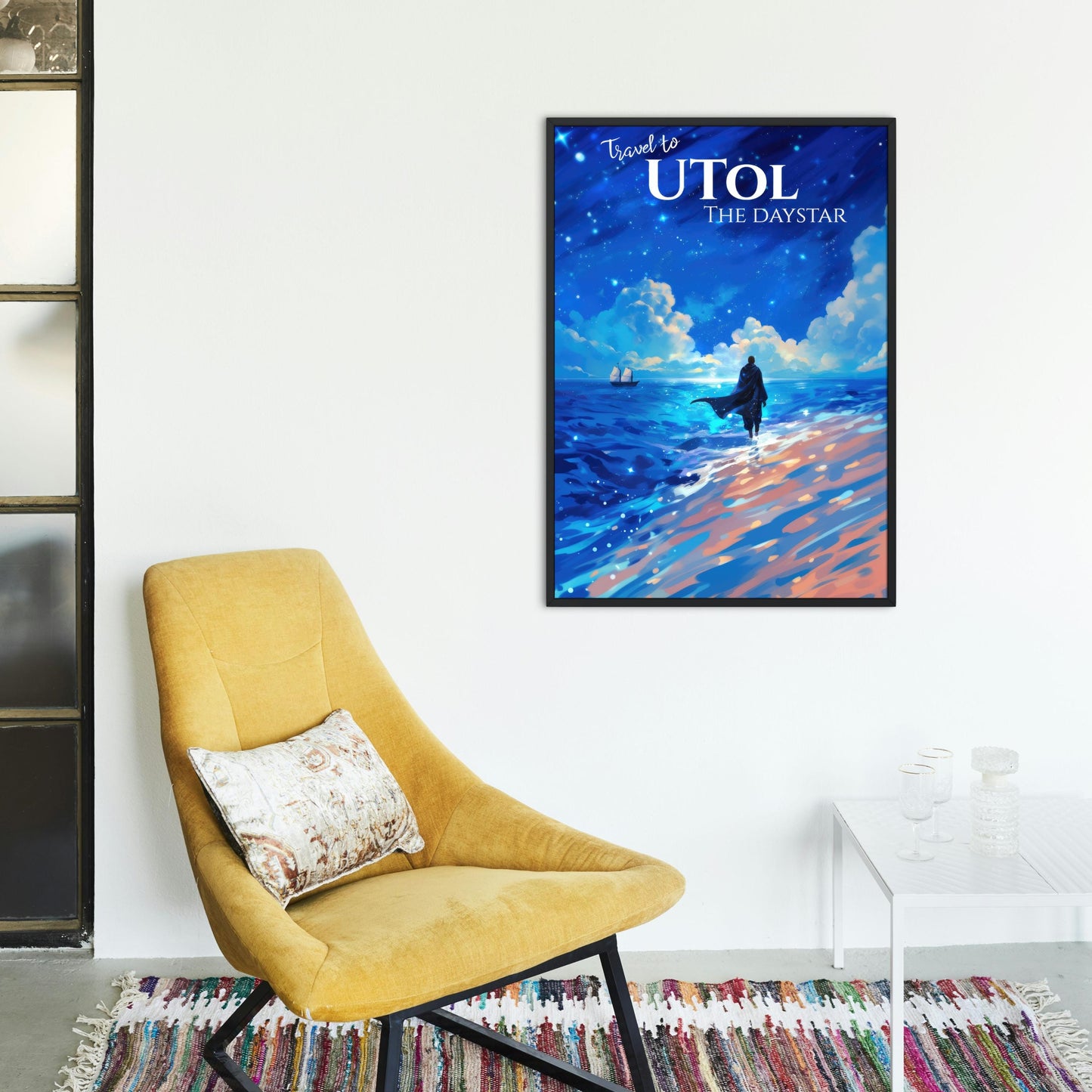 UTol Travel Poster, Soft Blue Star Daystar, Inspired by Yumi and the Nightmare Painter, Wall Art Print, Matte Digital Download