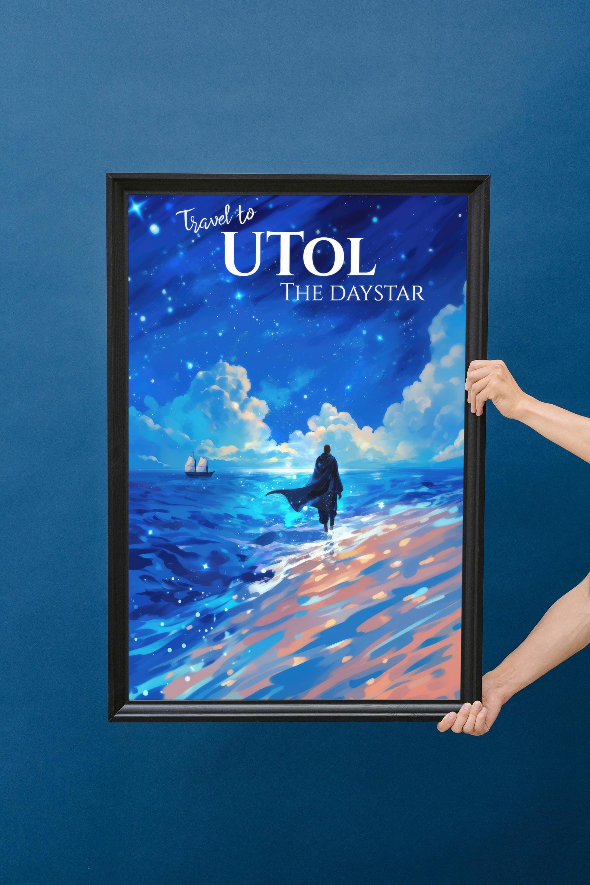 UTol Travel Poster, Soft Blue Star Daystar, Inspired by Yumi and the Nightmare Painter, Wall Art Print, Matte Digital Download