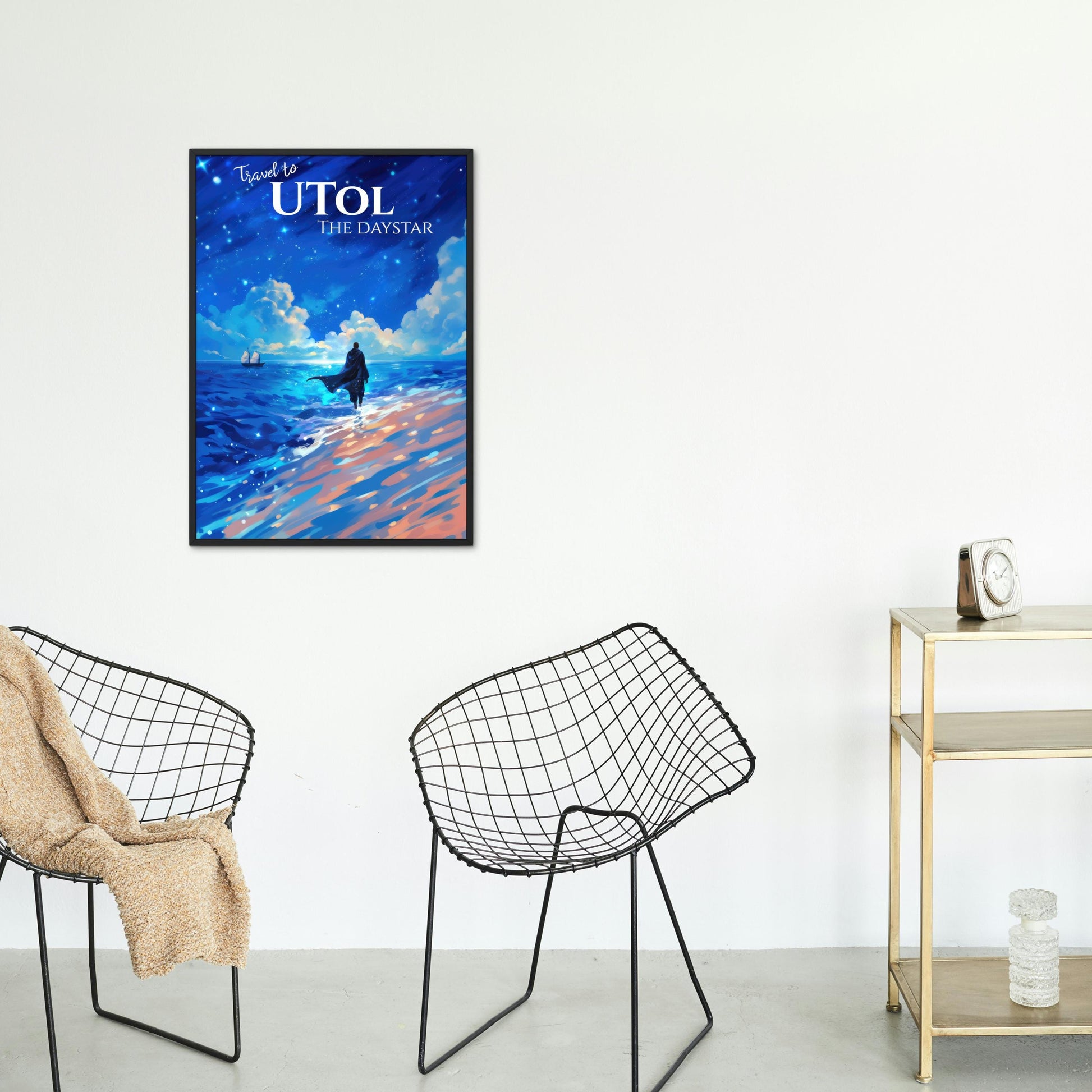 UTol Travel Poster, Soft Blue Star Daystar, Inspired by Yumi and the Nightmare Painter, Wall Art Print, Matte Digital Download