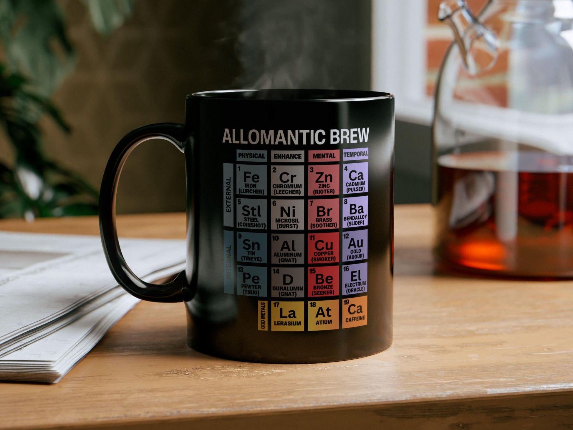 Periodic Table of Allomancy Coffee Cup, Mistborn Fans Gift, 11oz Mug, Fantasy Kitchen Decor, Novelty Mug, Chemistry Gift