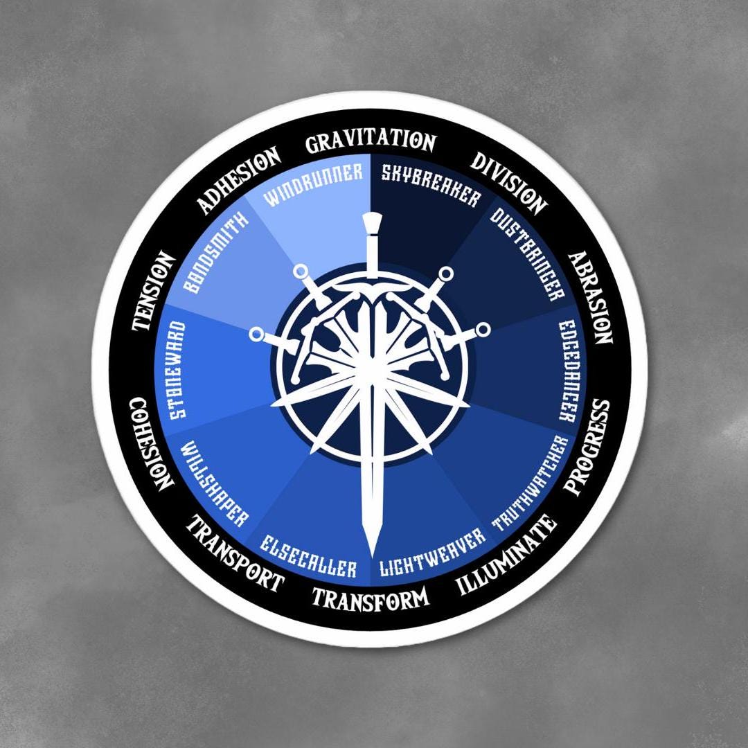 The Knights Radiant Orders Sticker - Indoor, Outdoor, Vinyl, Cosmere Laptop Decal, Water Bottle Sticker, Round Stickers, 3 Color Options