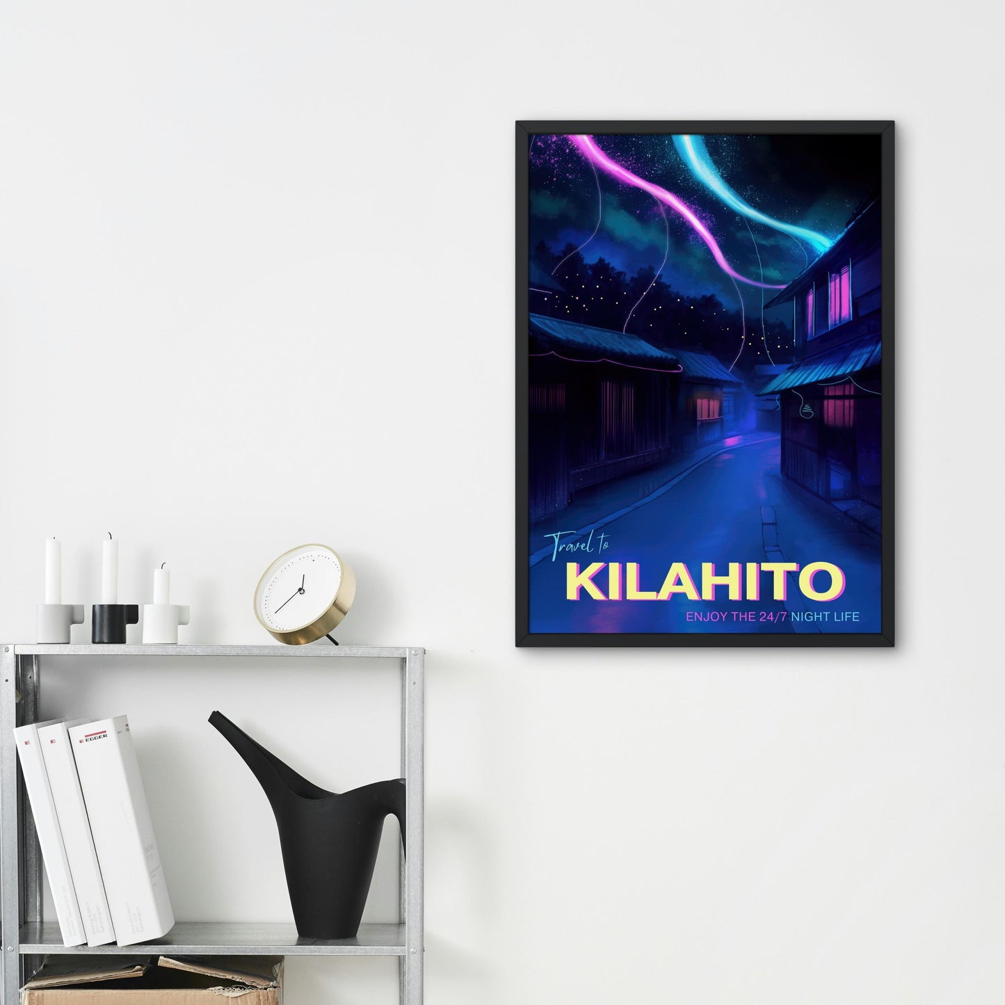 Kilahito Travel Poster, Yumi and the Nightmare Painter Print, Neon Wall Art, Inspired by Brandon Sanderson, Digital Download