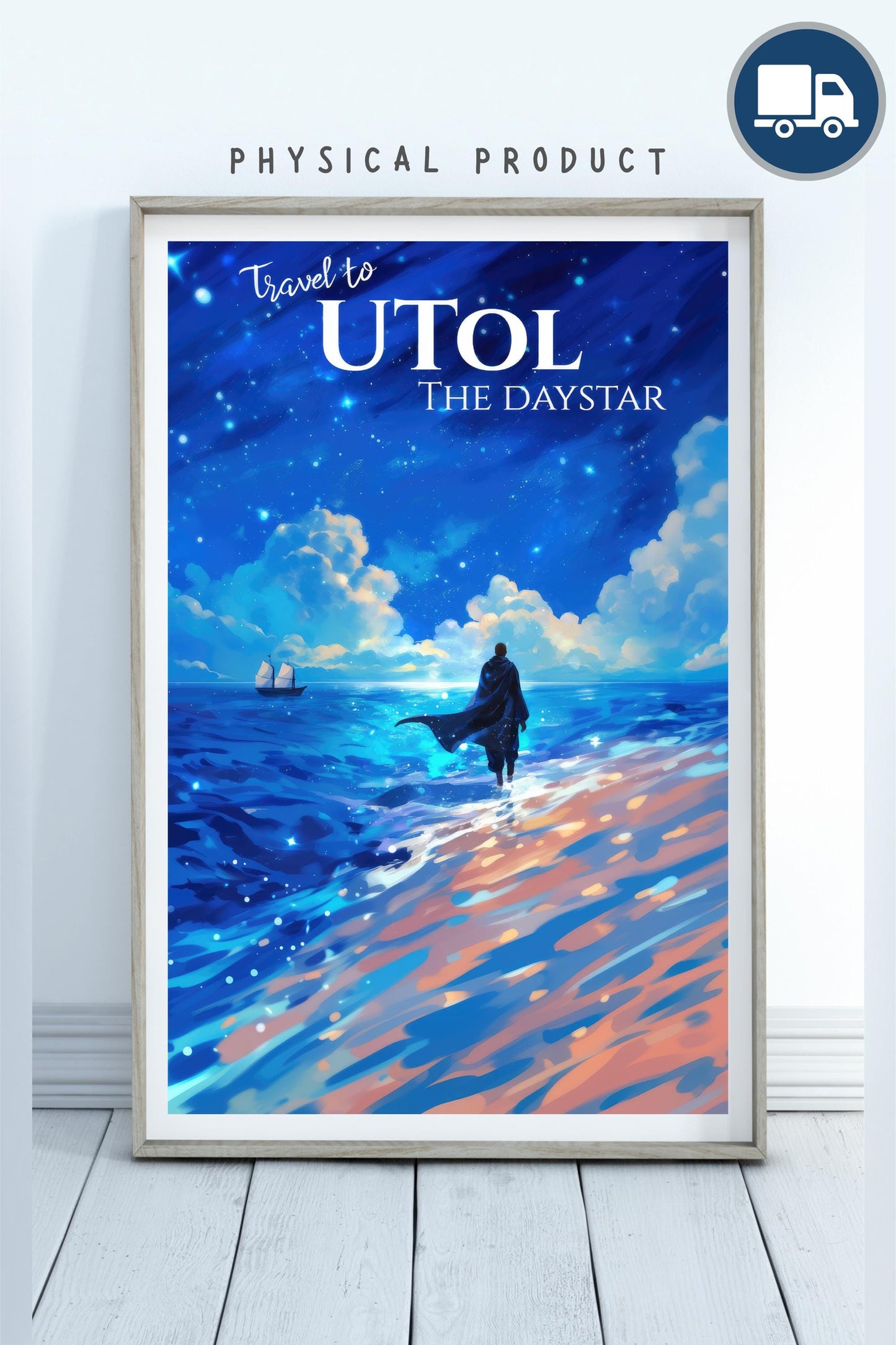 UTol Travel Poster, Soft Blue Star Daystar, Inspired by Yumi and the Nightmare Painter, Wall Art Print, Matte Physical Poster