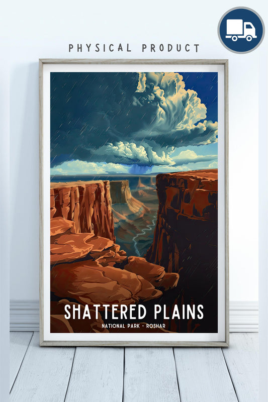 Shattered Plains National Park Poster, Matte Vertical Posters, Wall Art Print, Home Decor, Nature Landscape, Gift for Cosmere Fan.