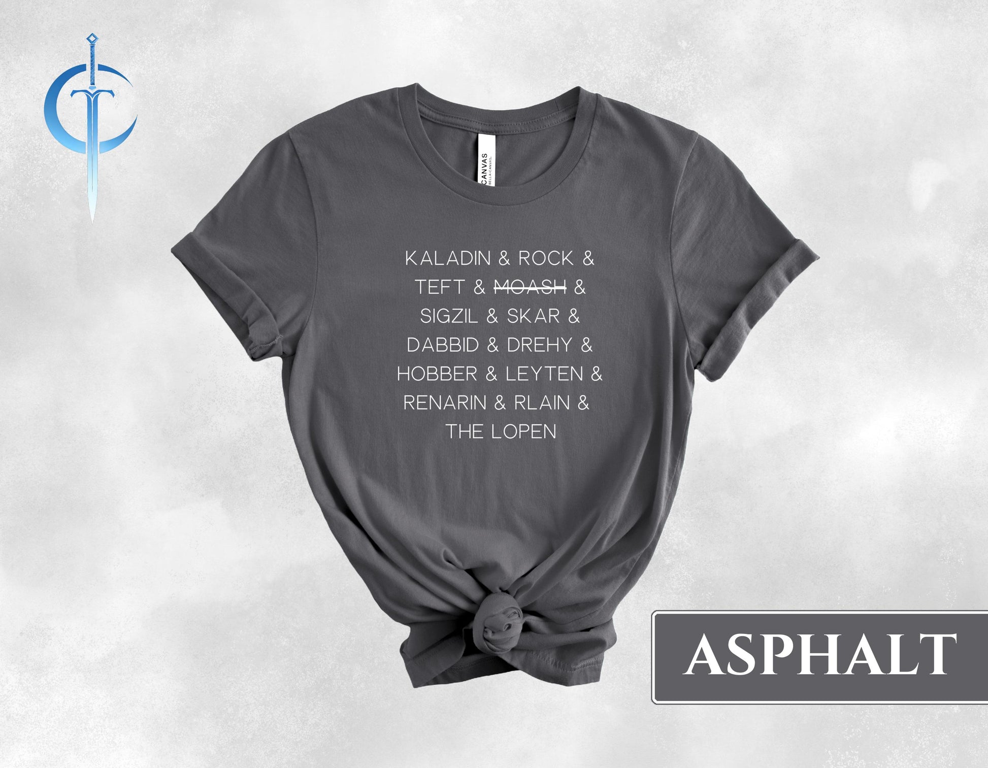 Bridge Four Names Unisex Tee, Stormlight Archive, Kaladin Teft Rock Moash, Cosmere Shirt, Fantasy Book Fan Gift, Highstorm