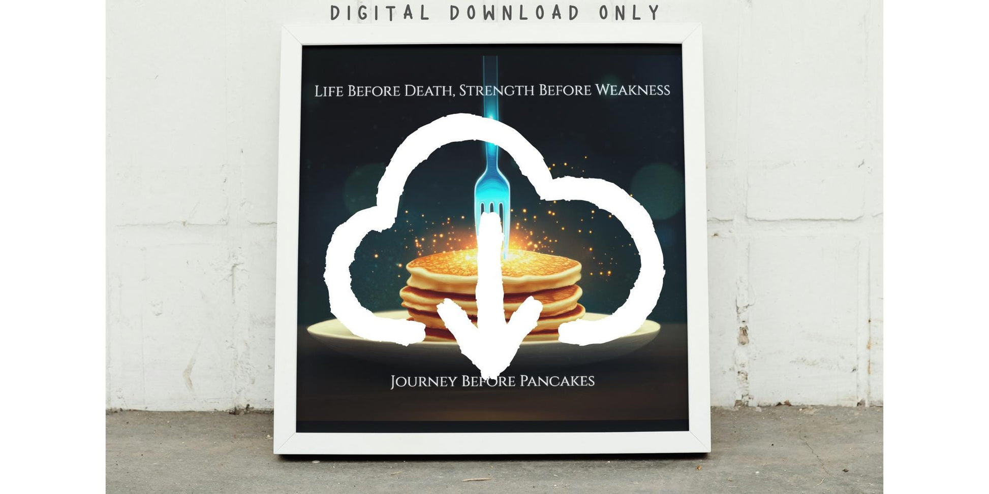 Journey Before Pancakes Wall Art, Horizontal Decor Print, Office Quote Sign, Dorm Room Artwork, Cosmere Literary Gift, Digital Download