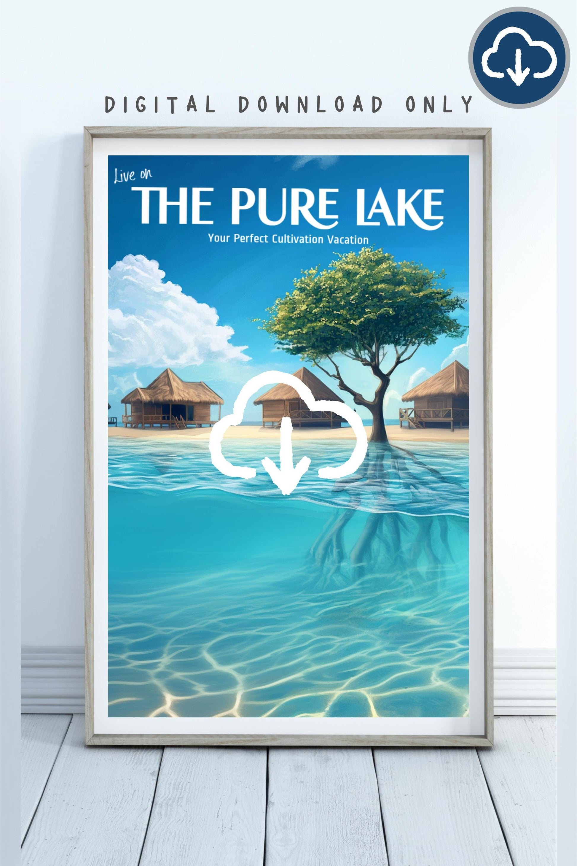 Pure Lake Travel Poster Download, Matte Vertical Posters, Cultivation Vacation Art Print, Purelake Wall Art, Fantasy Book Lover, Digital